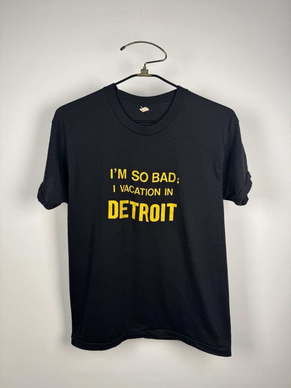 Vintage 80s I'm So Bad I Vacation In Detroit Single Stitch Tee Black Large